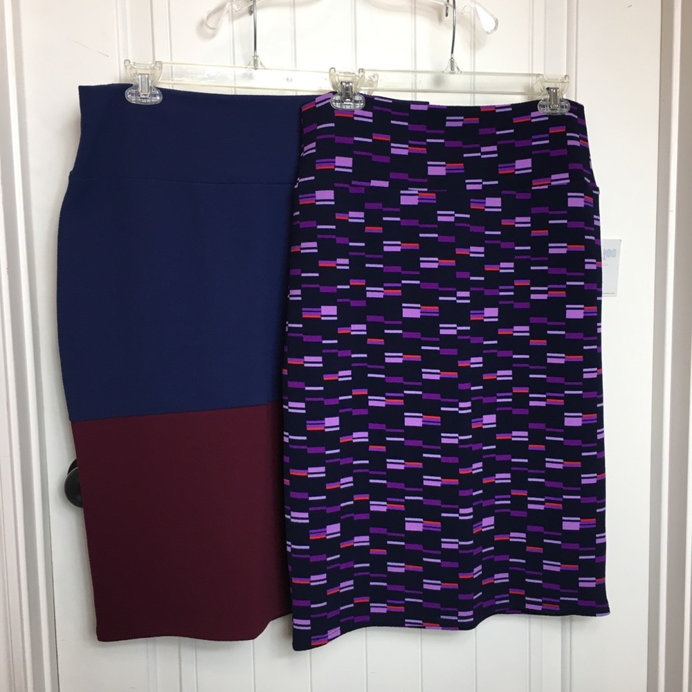 2 NWT LuLaRoe Cassie pencil skirts navy purple